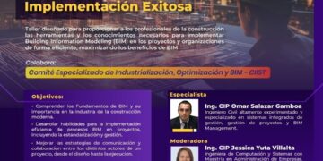 Taller presencial «¿Cómo implementar BIM? Estrategias prácticas para la implementación exitosa» / Martes 21 de mayo – 7:00 p.m.