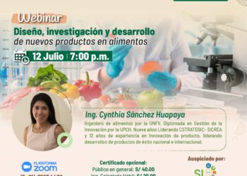 Webinar «Diseño, investigación y desarrollo de nuevos productos en alimentos» / Viernes 12 de julio – 7:00 p.m.