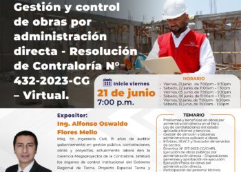 Curso: «Gestión y control de obras por administración directa – Resolución de Contraloría N° 432-2023-CG» / Inicio: 21 de junio