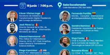 Conferencia Internacional «Valor, Impacto y Oportunidades en el Sistema de Salud con Uso de Sistemas de Información HL7 y FHIR en Perú» / Miércoles 19 de junio – 7 p.m.