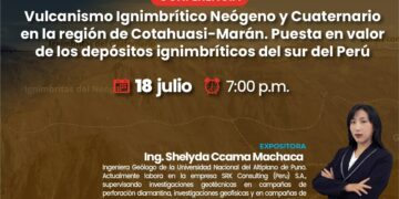 Conferencia virtual «Vulcanismo ignimbrítico neógeno y cuaternario en la región en la región de Cotahuasi-Marán. Puesta en valor de los depósitos ignimbríticos del sur del Perú» Jueves 18 de julio – 7:00 p.m.