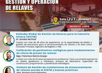 Conferencia presencial y virtual: «Gestión y operaciones de relaves» / Miércoles 17 – 6:30 p.m.