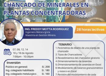 Curso de Especialización: «Chancado de minerales en plantas concentradoras» / Inicio: 7 de agosto
