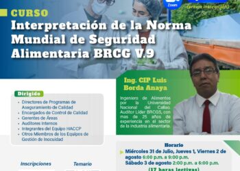 Curso “Interpretación de la normal mundial de seguridad alimentaria BRCG V.9″ / Inicio: Miércoles 31 de julio