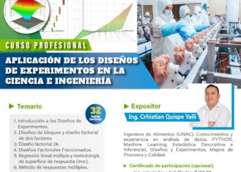 Curso Profesional «Aplicación de los Diseños de Experimentos en la Ciencia e Ingeniería» – Inicio: 19 de agosto