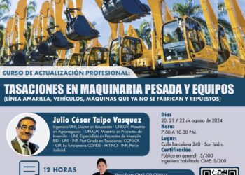 Curso de actualización profesional «Tasaciones de maquinaria pesada y equipos» / Inicio: 20 de agosto