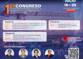 1° Congreso de gestión estratégica para la mitigación de brechas de infraestructura/ Desde el jueves 18 al sábado 20 de julio.