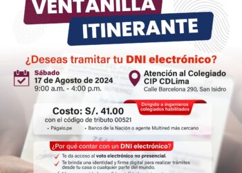 «Ventanilla Itinerante: Facilitando trámites en para los ingenieros colegiados»/ Sábado 17 de agosto – De 9:00 a.m. a 4:00 p.m.