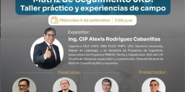 Taller presencial «Matriz de seguimiento JRD» /Miércoles 4 de setiembre – 7:00 p.m.