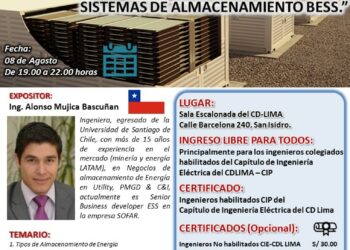 Seminario técnico internacional “Aplicación y Dimensionamiento de Sistemas de Almacenamiento BESS” / Jueves 8 de agosto – 7:00 p.m.