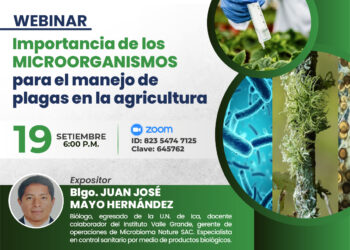 Webinar «Importancia de los microorganismos para el manejo de plagas en la agricultura» / Jueves 19 de setiembre – 6:00 p.m.