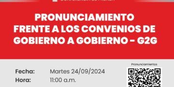 Conferencia de prensa: «Pronunciamiento frente a los convenios de gobierno a gobierno – G2G» / Martes 24 de septiembre – 11:00 a.m. – transmisión virtual