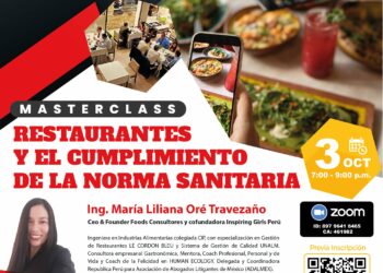 Masterclass «Restaurantes y el cumplimiento de la norma sanitaria» / Jueves 3 de octubre – 7:00 p.m.
