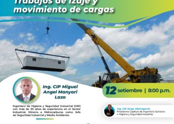 Conferencia virtual «Trabajos de izaje y movimiento de cargas» / Jueves 12 de setiembre – 8:00 p.m.