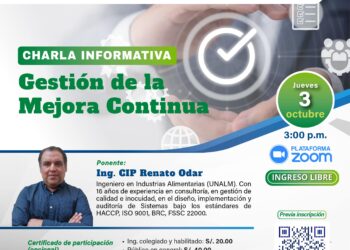 Charla Informativa: Gestión de la Mejora Continua/ jueves 3 de octubre 3:00 p.m.