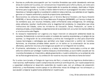 Pronunciamiento sobre los incendios forestales