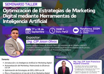 Seminario taller: «Optimización de estrategias de marketing digital mediante herramientas de inteligencia artificial »/ 17 y 18 de septiembre – 7:00 p.m.
