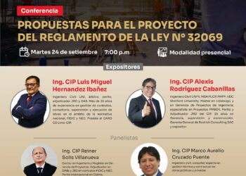 Conferencia presencial «Propuesta para el proyecto del reglamento de la ley N° 32069» /Martes 24 de septiembre – 7:00 p.m.