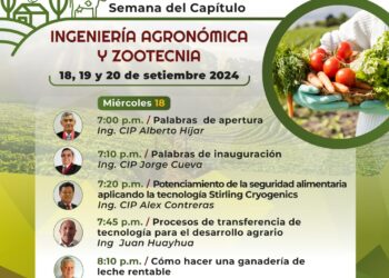 Semana del Capítulo de Ingeniería Agronómica y Zootecnia dará inicio el miércoles 18 de setiembre