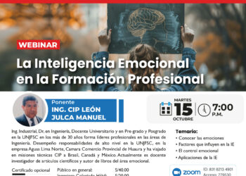 Webinar: «La inteligencia emocional en la formación profesional»- Martes 15 de octubre / 7:00 p.m.