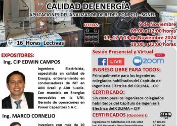 Curso Profesional: “Introducción a los bancos de condensadores de media tensión y la calidad de energía (aplicaciones del analizador de redes PQM 711 – SONEL)” / Inicio: Sábado 9 de noviembre