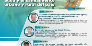 Ciclo de conferencias «Jornadas técnico sanitarias para la sostenibilidad del agua y el saneamiento urbano y rural del país» / Días: 9, 10 y 11 de octubre – 7:00 p.m.