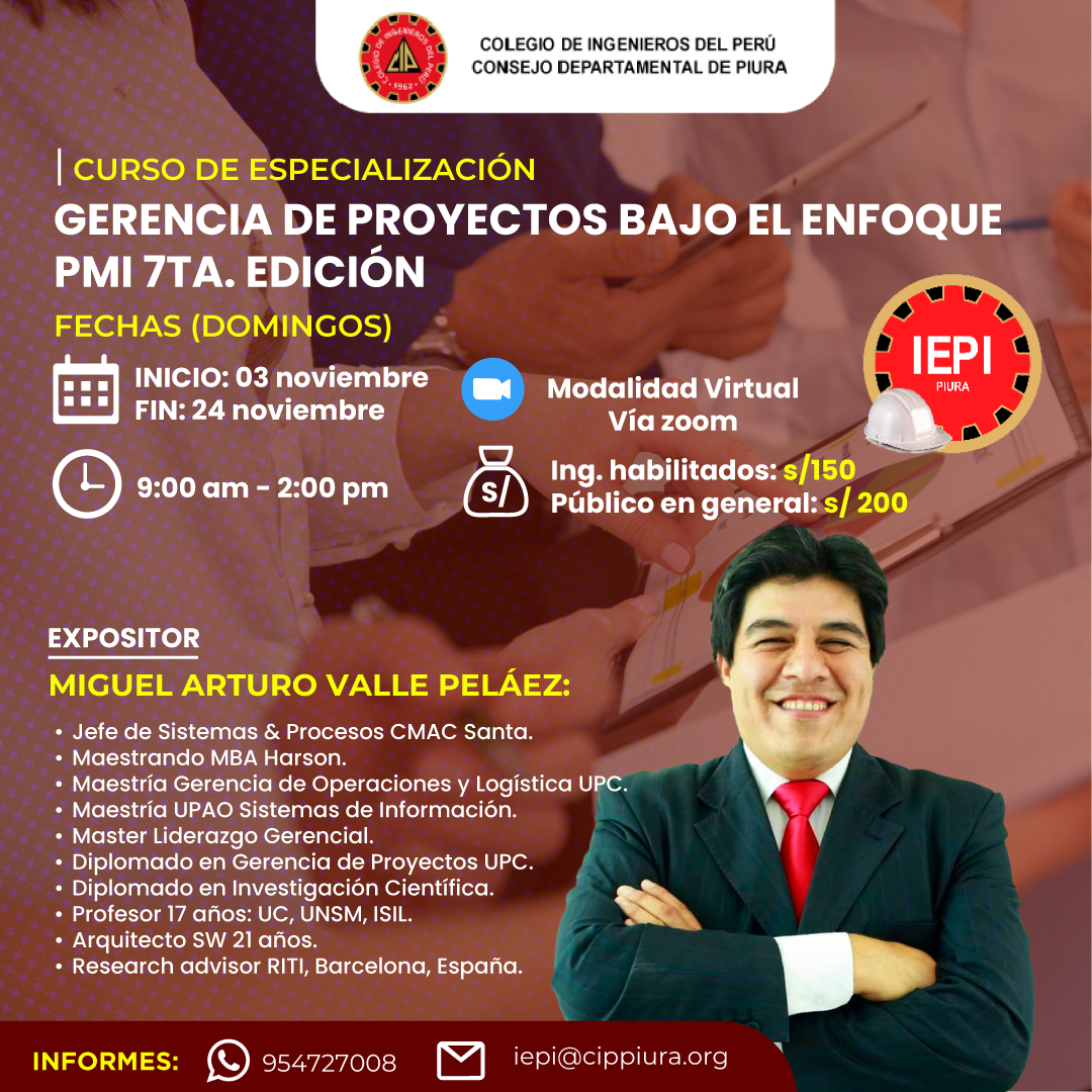 Curso: "Gerencia de proyectos bajo el enfoque PMI 7ta. edición ...
