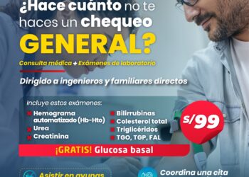 Chequeo general: consulta médica y exámenes de laboratorio / Jueves 31 de octubre – 8:00 a.m.