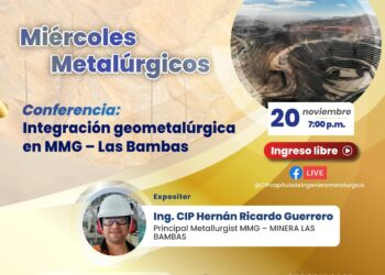 Miércoles Metalúrgicos – Conferencia «Integración geometalúrgica en MMG – Las Bambas» / Miércoles 20 de noviembre – 7:00 p.m.