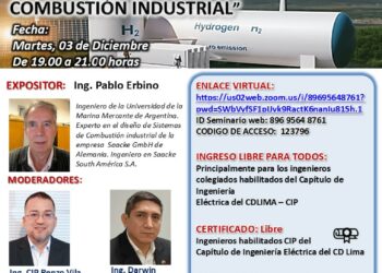 Conferencia Internacional El hidrógeno en las plantas de combustión industrial/ Martes 3 diciembre – 7:00 p.m.