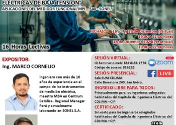 Curso Profesional “Mediciones Eléctricas que garantizan la seguridad en las instalaciones eléctricas de baja tensión (Aplicaciones Del Medidor Multifunción Mpi-540 – Sonel).” / Inicio: Lunes 16 de diciembre