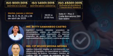 Curso «Implementación de las normativas internacionales ISO 9001:2015, ISO 14001:2015 e ISO 45001» / Del 8 al 28 de abril