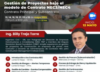 Curso de especialización en gestión de proyectos bajo el modelo de Contrato NEC3/NEC4 – Contrato principal y subcontrato / Del 12 al 26 de mayo