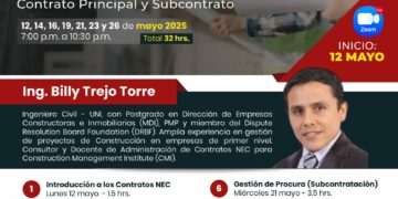 Curso de especialización en gestión de proyectos bajo el modelo de Contrato NEC3/NEC4 – Contrato principal y subcontrato / Del 12 al 26 de mayo