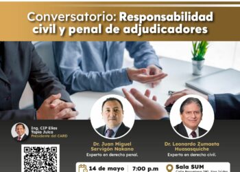 Conversatorio «Responsabilidad civil y penal de adjudicadores» / Miércoles 14 de mayo – 7:00 p.m.