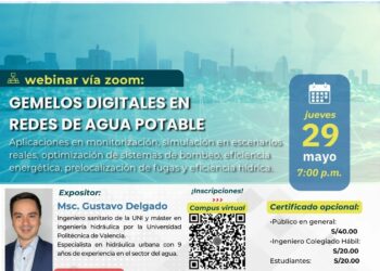 Webinar «Gemelos digitales en redes de agua potable» / Jueves 29 de mayo – 7:00 p.m.