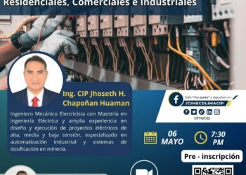 Seminario «Cálculo de máxima demanda en instalaciones eléctricas residenciales, comerciales e industriales» / Martes 6 de mayo – 7:30 p.m.
