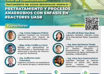 Curso especializado “Pretratamiento y Procesos Anaerobios con Énfasis en Reactores UASB»/ Del 4 al 13 de agosto – 8:30 a.m.  a 5:30 p.m.