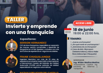 Taller gratuito «Invierte y emprende con una franquicia» / Miércoles 18 de junio – 7:00 p.m.