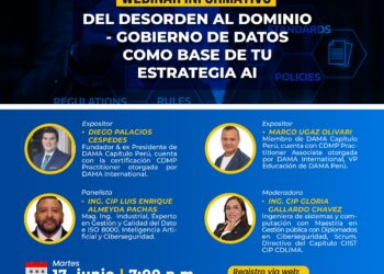 Webinar gratuito «Del desorden al dominio – Gobierno de datos como base de tu estrategia de IA» / Martes 17 de junio 7:00 p.m.