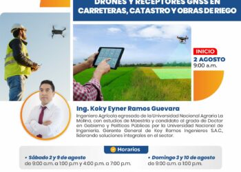 Curso virtual «Topografía y Fotogrametría con Drones y Receptores GNSS en Carreteras, Catastro y Obras de Riego»/Inicio: 2 de agosto – 9:00 a.m.