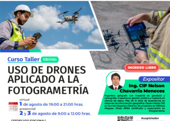 Curso Taller: ¨Uso de Drones Aplicado a la Fotogrametría¨ / 01, 02 y 03 de agosto – Ingreso libre, previa inscripción
