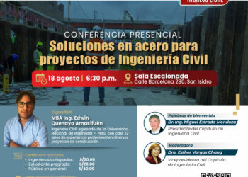 Conferencia presencial: ¨Soluciones en Acero para Proyectos de Ingeniería Civil¨ / Jueves 18 de agosto – 6:30 p.m.