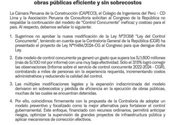 Comunicado: Necesitamos un modelo de control de obras públicas eficiente y sin sobrecostos