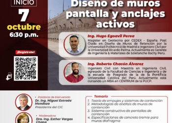 Curso híbrido “Diseño de muros pantalla y anclajes activos” / Inicio: Martes 7 de octubre