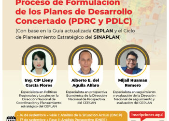 Capacitación : “Metodología para el Proceso de Formulación de los Planes de Desarrollo Concertado (PDRC y PDLC)” / 16, 17 y 18 de septiembre – 7:00 p.m.