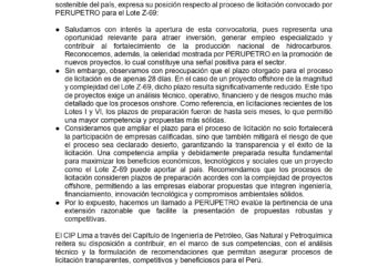 PRONUNCIAMIENTO N° 22-2025-2027/CIPLIMA SOBRE EL PROCESO DE LICITACIÓN DEL LOTE Z-69