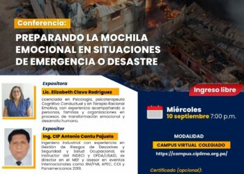 Conferencia virtual: ¨Preparando la Mochila Emocional en Situaciones de Emergencia¨ / Miércoles 10 de septiembre – 7:00 p.m.