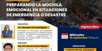 Conferencia virtual: ¨Preparando la Mochila Emocional en Situaciones de Emergencia¨ / Miércoles 10 de septiembre – 7:00 p.m.
