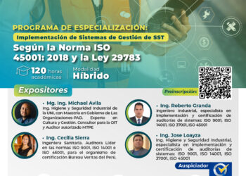 Programa de Especialización «Implementación de Sistemas de Gestión de Seguridad y Salud en el Trabajo. Basado en la Norma ISO 45001:2018 y la Ley 29783» – Inicio: 20 de octubre de 2025
